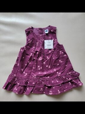 NWT - Janie & Jack Plum Soft Corduroy Ruffle Dress Jumper 6 -12mo